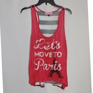 Sugar High Let's Move to Paris Eiffel Red Tanktop